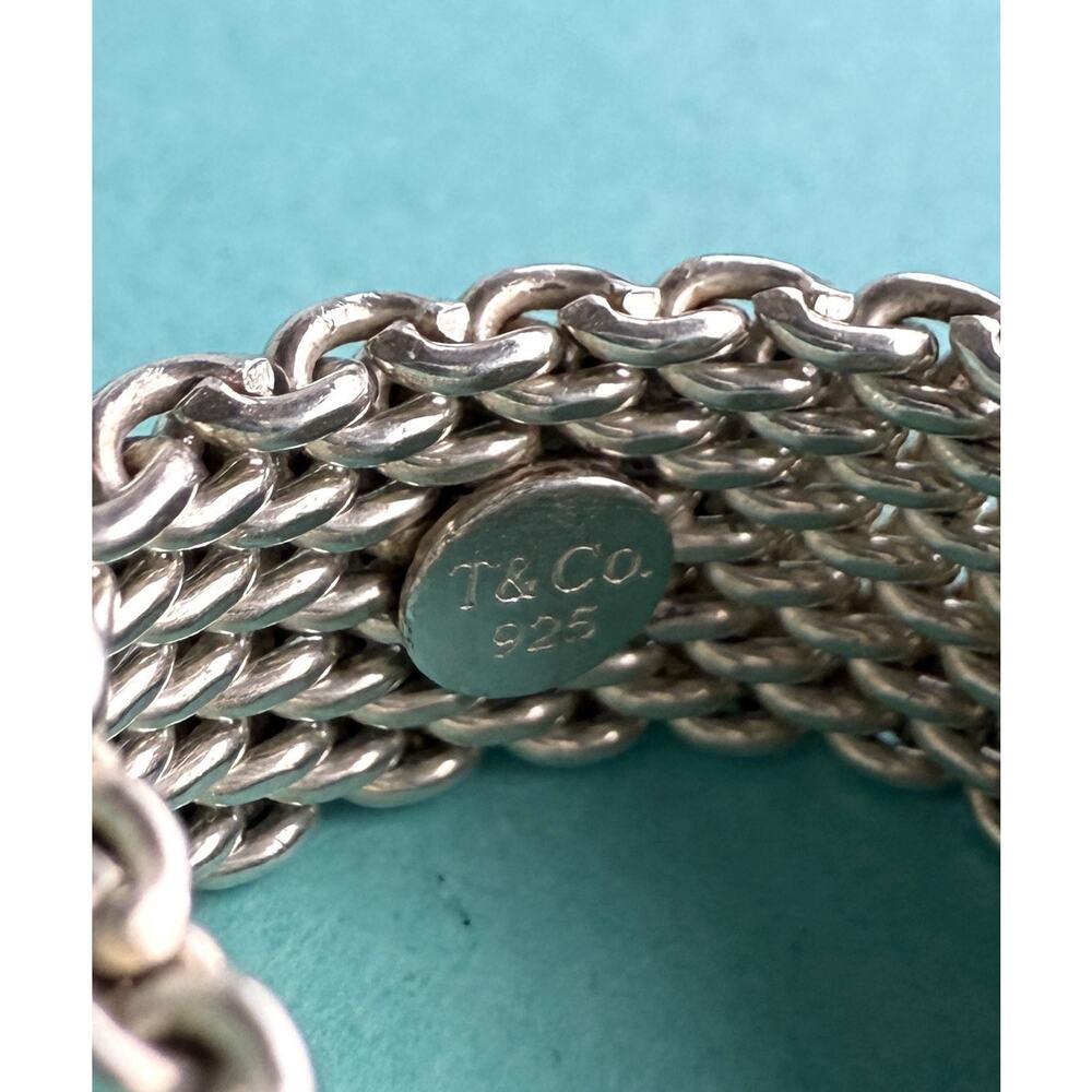 Tiffany & Co Silver Wide Mesh Somerset Woven Band Ring 5.75 - Picture 12 of 12